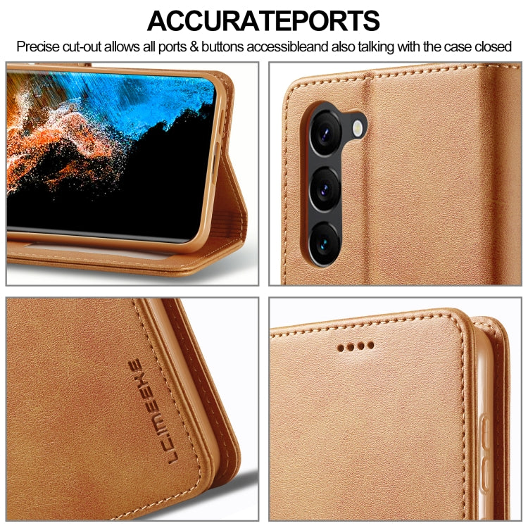 For Samsung Galaxy S24+ 5G LC.IMEEKE Calf Texture Leather Phone Case(Brown) - Galaxy S24+ 5G Cases by LC.IMEEKE | Online Shopping South Africa | PMC Jewellery | Buy Now Pay Later Mobicred