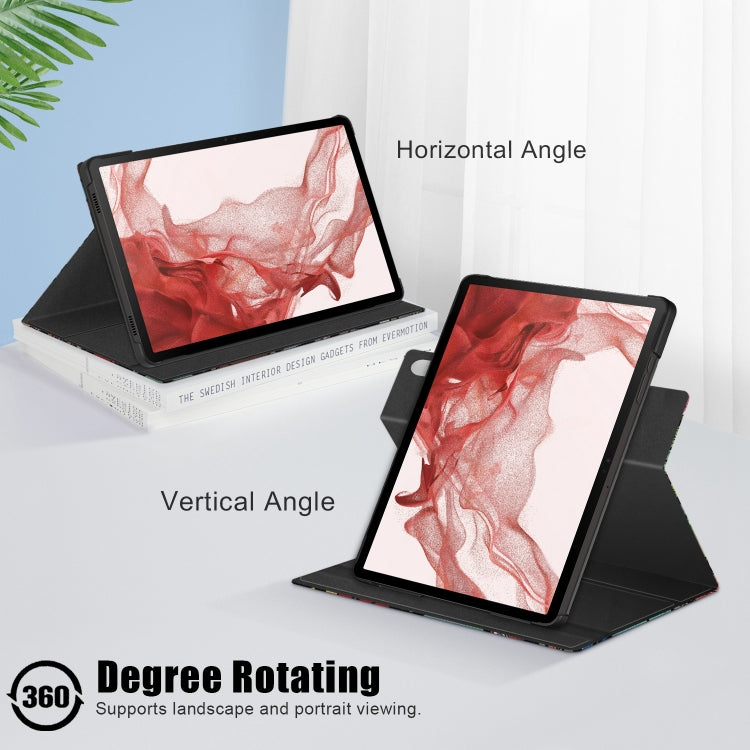 For Samsung Galaxy Tab S9 360 Rotation Stand Painted Smart Leather Tablet Case(Graffiti) - free shipping - PMC Jewellery - Order now!