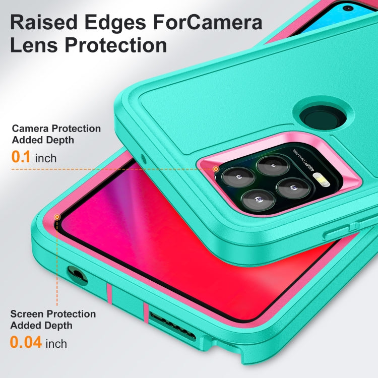 For Motorola Moto G Stylus 5G Rugged PC + Silicone Phone Case with Holder(Light Green+Rose Red) - Motorola Cases by PMC Jewellery | Online Shopping South Africa | PMC Jewellery