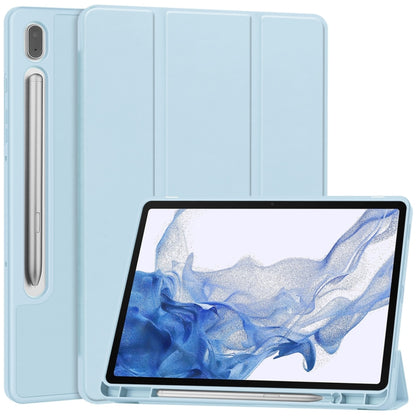 For Samsung Galaxy Tab S9 3-Fold Pure Color TPU Smart Leather Tablet Case with Pen Slot(Light Blue) - Galaxy Tab S9 Cases by PMC Jewellery | Online Shopping South Africa | PMC Jewellery | Buy Now Pay Later Mobicred