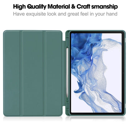 For Samsung Galaxy Tab S9 3-Fold Pure Color TPU Smart Leather Tablet Case with Pen Slot(Dark Green) - Galaxy Tab S9 Cases by PMC Jewellery | Online Shopping South Africa | PMC Jewellery | Buy Now Pay Later Mobicred