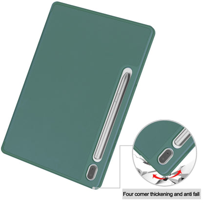 For Samsung Galaxy Tab S9 3-Fold Pure Color TPU Smart Leather Tablet Case with Pen Slot(Dark Green) - Galaxy Tab S9 Cases by PMC Jewellery | Online Shopping South Africa | PMC Jewellery | Buy Now Pay Later Mobicred