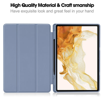 For Samsung Galaxy Tab S9+ 3-Fold Pure Color TPU Smart Leather Tablet Case with Pen Slot(Lavender) - Galaxy Tab S9+ Cases by PMC Jewellery | Online Shopping South Africa | PMC Jewellery | Buy Now Pay Later Mobicred