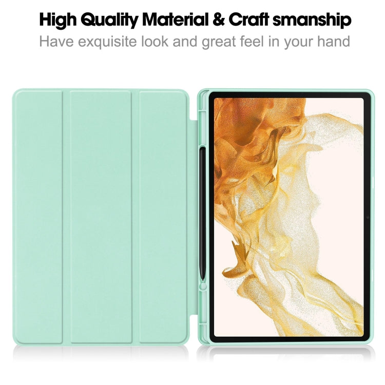 For Samsung Galaxy Tab S9+ 3-Fold Pure Color TPU Smart Leather Tablet Case with Pen Slot(Mint Green) - Galaxy Tab S9+ Cases by PMC Jewellery | Online Shopping South Africa | PMC Jewellery | Buy Now Pay Later Mobicred