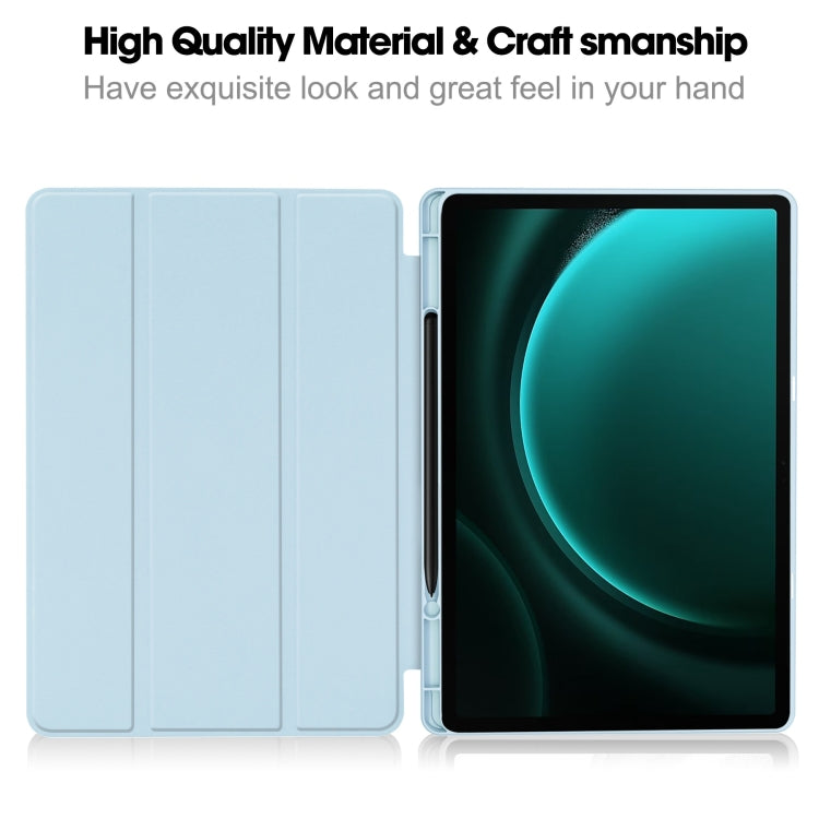 For Samsung Galaxy Tab S9 FE+ / S10+ 3-Fold Pure Color TPU Smart Leather Tablet Case with Pen Slot(Light Blue) - Galaxy Tab S9 FE+ by PMC Jewellery | Online Shopping South Africa | PMC Jewellery | Buy Now Pay Later Mobicred