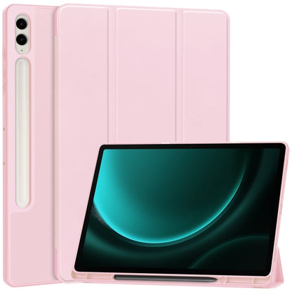 For Samsung Galaxy Tab S9 FE+ / S10+ 3-Fold Pure Color TPU Smart Leather Tablet Case with Pen Slot(Pink) - Galaxy Tab S9 FE+ by PMC Jewellery | Online Shopping South Africa | PMC Jewellery | Buy Now Pay Later Mobicred