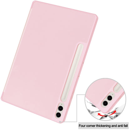 For Samsung Galaxy Tab S9 FE+ / S10+ 3-Fold Pure Color TPU Smart Leather Tablet Case with Pen Slot(Pink) - Galaxy Tab S9 FE+ by PMC Jewellery | Online Shopping South Africa | PMC Jewellery | Buy Now Pay Later Mobicred