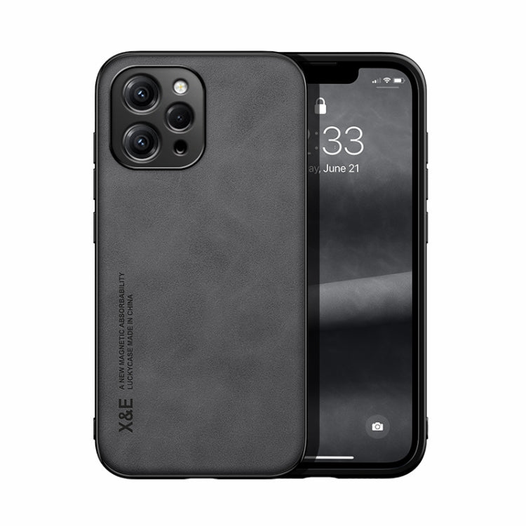 For Xiaomi Redmi 12 4G Skin Feel Magnetic Leather Back Phone Case(Dark Grey) - Xiaomi Cases by PMC Jewellery | Online Shopping South Africa | PMC Jewellery | Buy Now Pay Later Mobicred