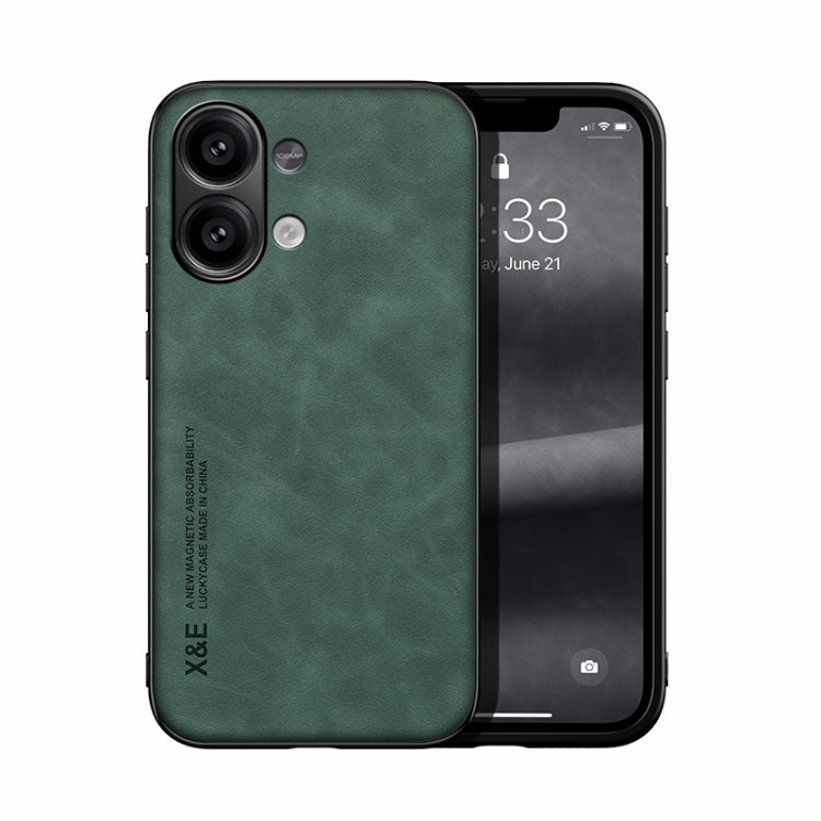 For Xiaomi Redmi Note 13 4G Skin Feel Magnetic Leather Back Phone Case(Green) - Note 13 Cases by PMC Jewellery | Online Shopping South Africa | PMC Jewellery | Buy Now Pay Later Mobicred