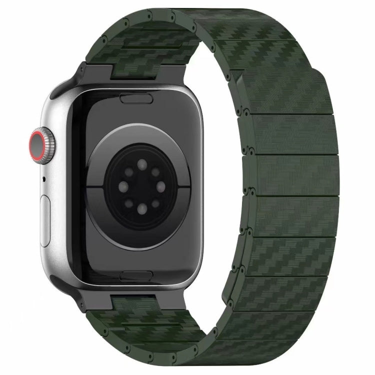 For Apple Watch Series 9 41mm Carbon Fiber Magnetic Loop Watch Band(Official Green) - Watch Bands by PMC Jewellery | Online Shopping South Africa | PMC Jewellery