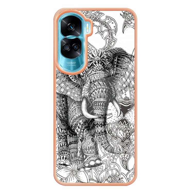 For Honor 90 Lite 5G Electroplating Marble Dual-side IMD Phone Case(Totem Elephant) - Honor Cases by PMC TechLife | Online Shopping South Africa | PMC TechLife | Buy Now Pay Later Mobicred