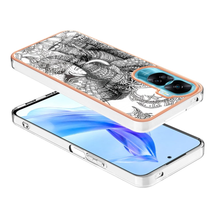 For Honor 90 Lite 5G Electroplating Marble Dual-side IMD Phone Case(Totem Elephant) - Honor Cases by PMC TechLife | Online Shopping South Africa | PMC TechLife | Buy Now Pay Later Mobicred