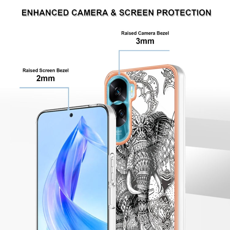 For Honor 90 Lite 5G Electroplating Marble Dual-side IMD Phone Case(Totem Elephant) - Honor Cases by PMC TechLife | Online Shopping South Africa | PMC TechLife | Buy Now Pay Later Mobicred