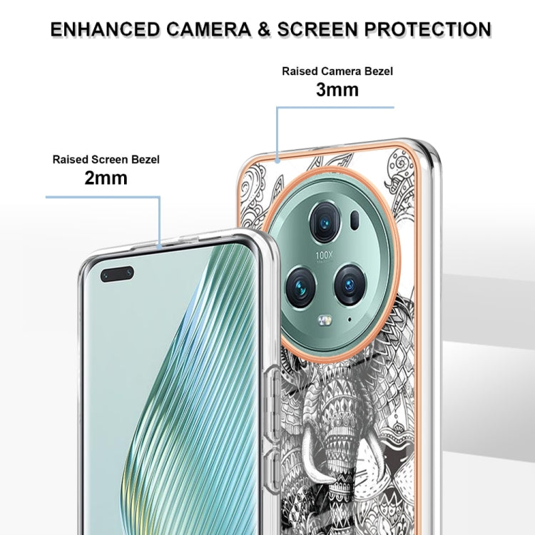 For Honor Magic 5 Pro Electroplating Marble Dual-side IMD Phone Case(Totem Elephant) - Honor Cases by PMC Jewellery | Online Shopping South Africa | PMC Jewellery | Buy Now Pay Later Mobicred