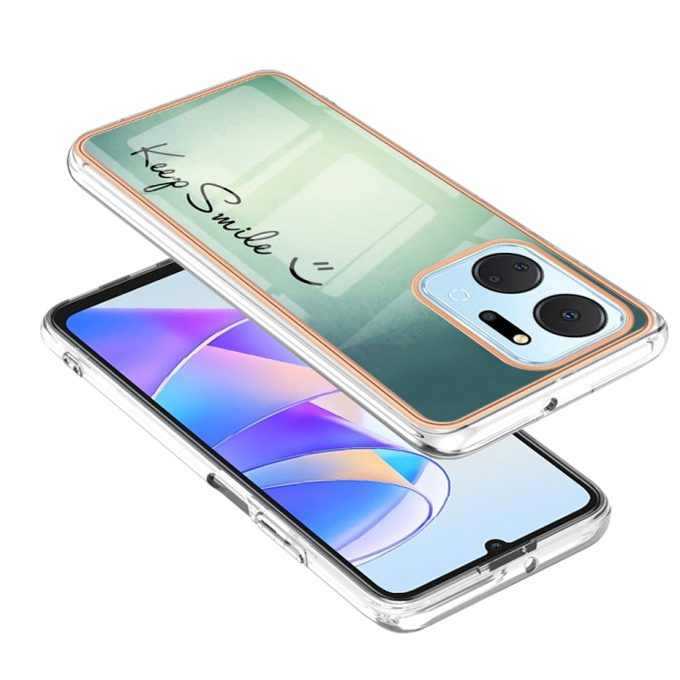 For Honor X7a Electroplating Marble Dual-side IMD Phone Case(Smile) - Honor Cases by PMC TechLife | Online Shopping South Africa | PMC TechLife | Buy Now Pay Later Mobicred