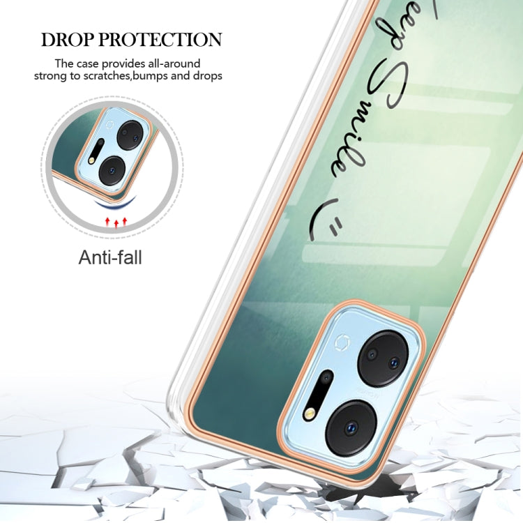 For Honor X7a Electroplating Marble Dual-side IMD Phone Case(Smile) - Honor Cases by PMC TechLife | Online Shopping South Africa | PMC TechLife | Buy Now Pay Later Mobicred