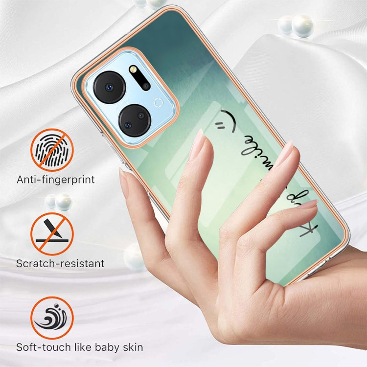 For Honor X7a Electroplating Marble Dual-side IMD Phone Case(Smile) - Honor Cases by PMC TechLife | Online Shopping South Africa | PMC TechLife | Buy Now Pay Later Mobicred