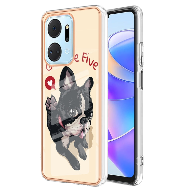 For Honor X7a Electroplating Marble Dual-side IMD Phone Case(Lucky Dog) - Honor Cases by PMC Jewellery | Online Shopping South Africa | PMC Jewellery | Buy Now Pay Later Mobicred