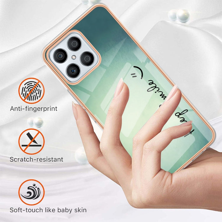 For Honor X8 4G Electroplating Marble Dual-side IMD Phone Case(Smile) - Honor Cases by PMC Jewellery | Online Shopping South Africa | PMC Jewellery | Buy Now Pay Later Mobicred