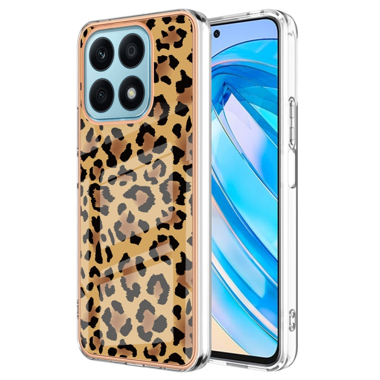 For Honor X8a Electroplating Marble Dual-side IMD Phone Case(Leopard Print) - Honor Cases by PMC TechLife | Online Shopping South Africa | PMC TechLife | Buy Now Pay Later Mobicred