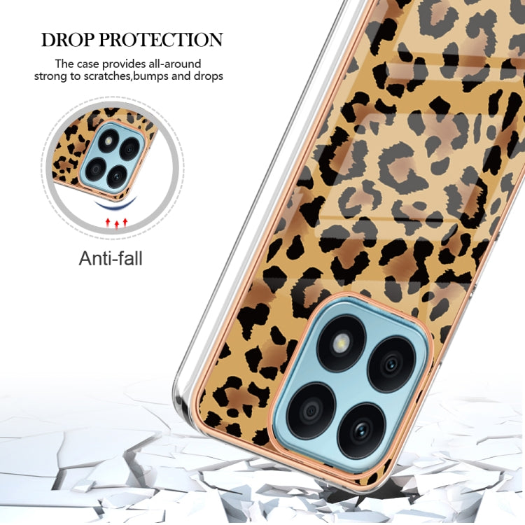 For Honor X8a Electroplating Marble Dual-side IMD Phone Case(Leopard Print) - Honor Cases by PMC TechLife | Online Shopping South Africa | PMC TechLife | Buy Now Pay Later Mobicred