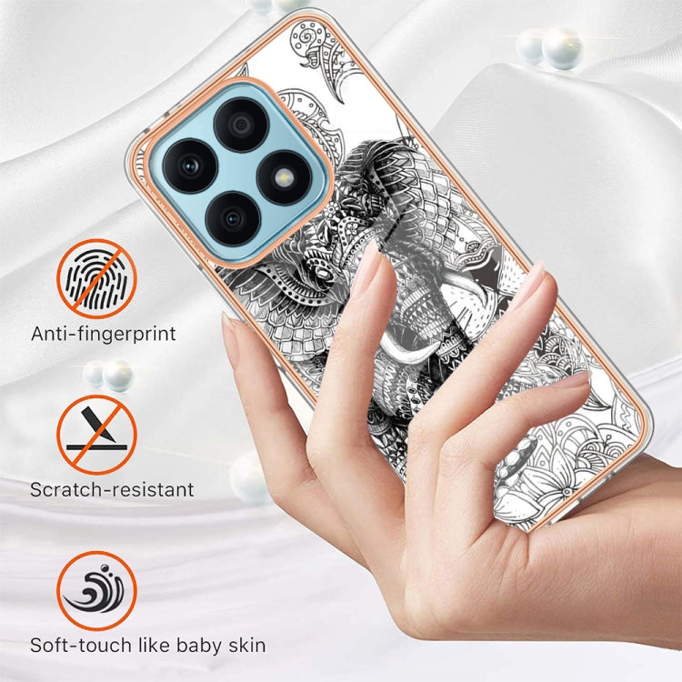 For Honor X8a Electroplating Marble Dual-side IMD Phone Case(Totem Elephant) - Honor Cases by PMC Jewellery | Online Shopping South Africa | PMC Jewellery | Buy Now Pay Later Mobicred