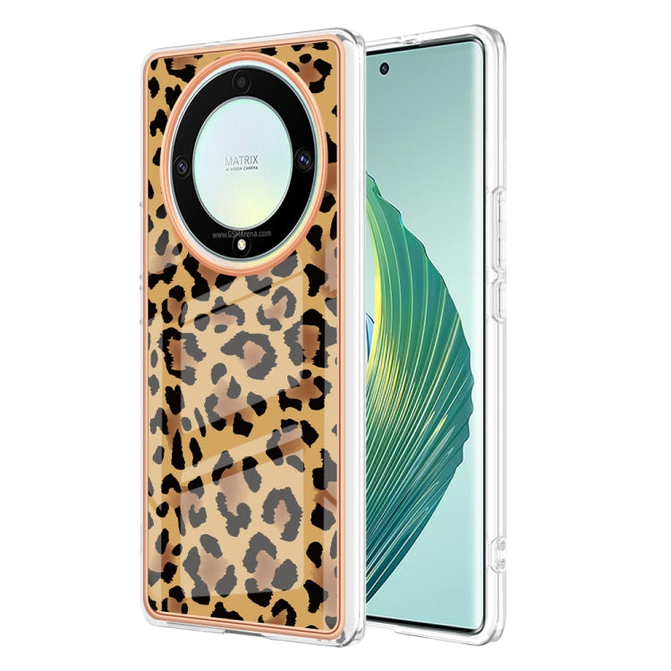 For Honor X9a / Magic5 Lite Electroplating Marble Dual-side IMD Phone Case(Leopard Print) - Honor Cases by PMC TechLife | Online Shopping South Africa | PMC TechLife | Buy Now Pay Later Mobicred