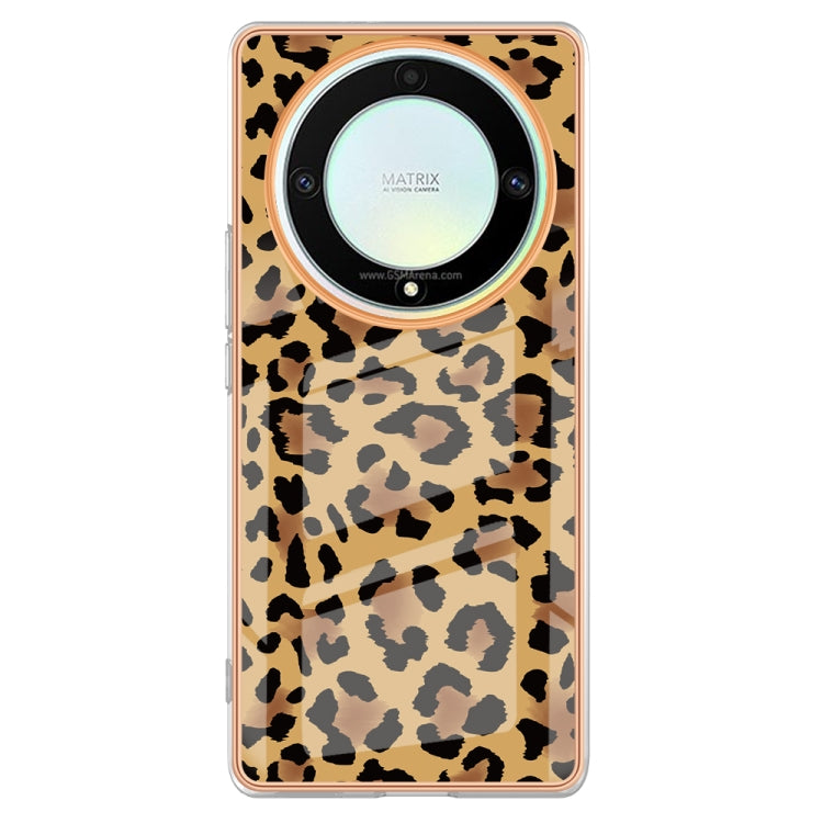 For Honor X9a / Magic5 Lite Electroplating Marble Dual-side IMD Phone Case(Leopard Print) - Honor Cases by PMC Jewellery | Online Shopping South Africa | PMC Jewellery | Buy Now Pay Later Mobicred