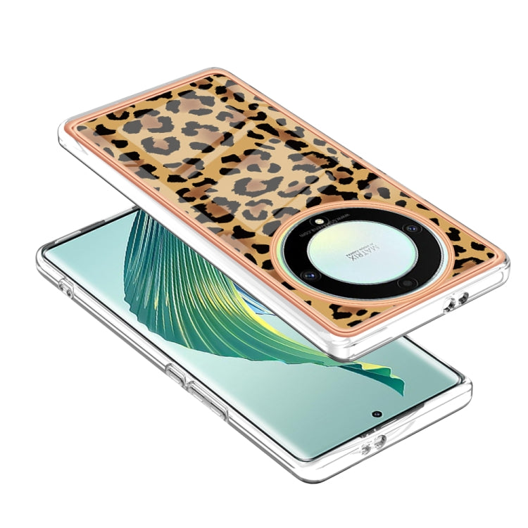 For Honor X9a / Magic5 Lite Electroplating Marble Dual-side IMD Phone Case(Leopard Print) - Honor Cases by PMC TechLife | Online Shopping South Africa | PMC TechLife | Buy Now Pay Later Mobicred