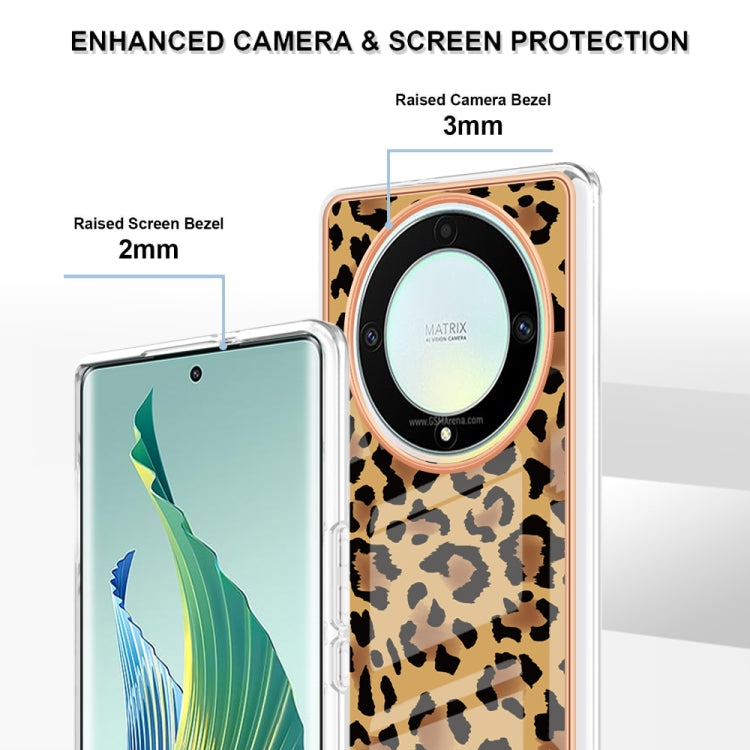 For Honor X9a / Magic5 Lite Electroplating Marble Dual-side IMD Phone Case(Leopard Print) - Honor Cases by PMC TechLife | Online Shopping South Africa | PMC TechLife | Buy Now Pay Later Mobicred