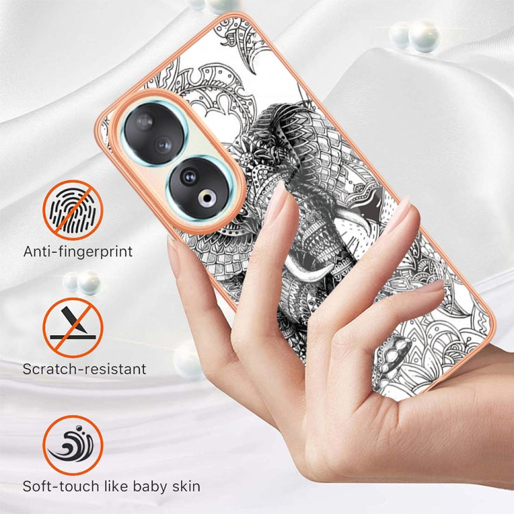 For Honor 90 5G Electroplating Marble Dual-side IMD Phone Case(Totem Elephant) - Honor Cases by PMC Jewellery | Online Shopping South Africa | PMC Jewellery | Buy Now Pay Later Mobicred