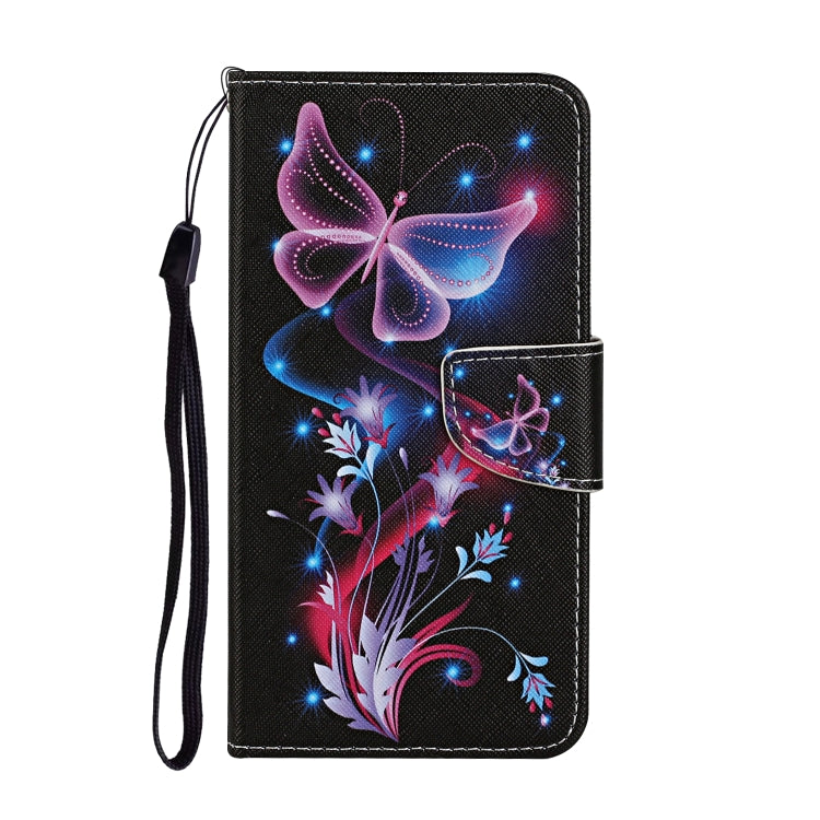 For iPhone 16 3D Colored Drawing Flip Leather Phone Case(Fluorescent Butterfly) - iPhone 16 Cases by PMC TechLife | Online Shopping South Africa | PMC TechLife | Buy Now Pay Later Mobicred