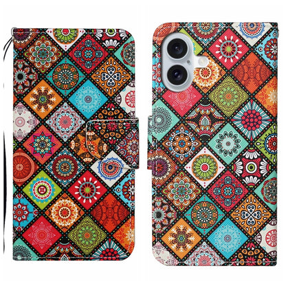 For iPhone 16 3D Colored Drawing Flip Leather Phone Case(Ethnic Totem) - iPhone 16 Cases by PMC Jewellery | Online Shopping South Africa | PMC Jewellery | Buy Now Pay Later Mobicred