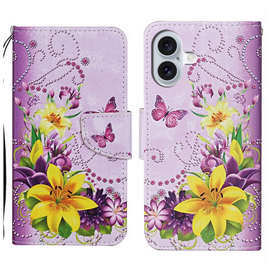 For iPhone 16 3D Colored Drawing Flip Leather Phone Case(Yellow Flowers) - iPhone 16 Cases by PMC Jewellery | Online Shopping South Africa | PMC Jewellery | Buy Now Pay Later Mobicred