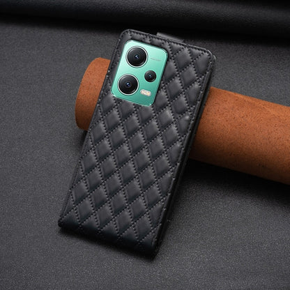 For Redmi Note 12 5G Global Diamond Lattice Vertical Flip Leather Phone Case(Black) - Xiaomi Cases by PMC Jewellery | Online Shopping South Africa | PMC Jewellery | Buy Now Pay Later Mobicred