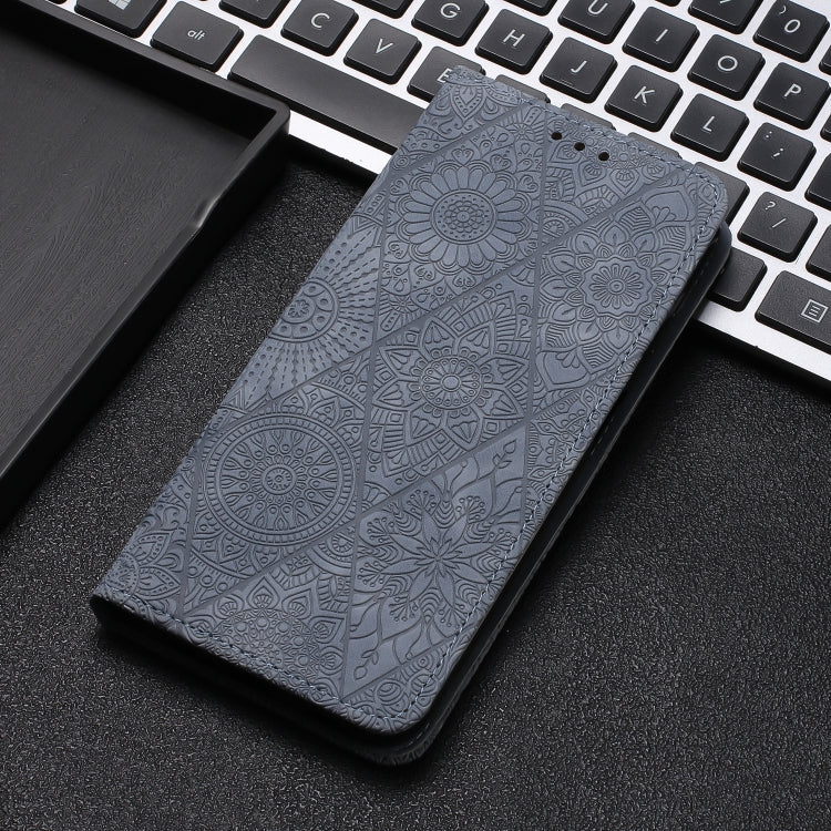 For iPhone 16 Plus Ethnic Embossed Adsorption Leather Phone Case(Grey) - iPhone 16 Plus Cases by PMC Jewellery | Online Shopping South Africa | PMC Jewellery | Buy Now Pay Later Mobicred