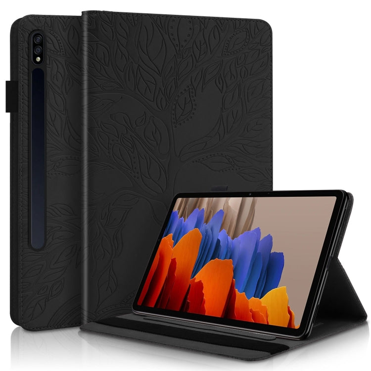 For Samsung Galaxy Tab S8 / S7 Life Tree Series Horizontal Flip Leather Tablet Case(Black) - Galaxy Tab S8 Cases by PMC Jewellery | Online Shopping South Africa | PMC Jewellery | Buy Now Pay Later Mobicred