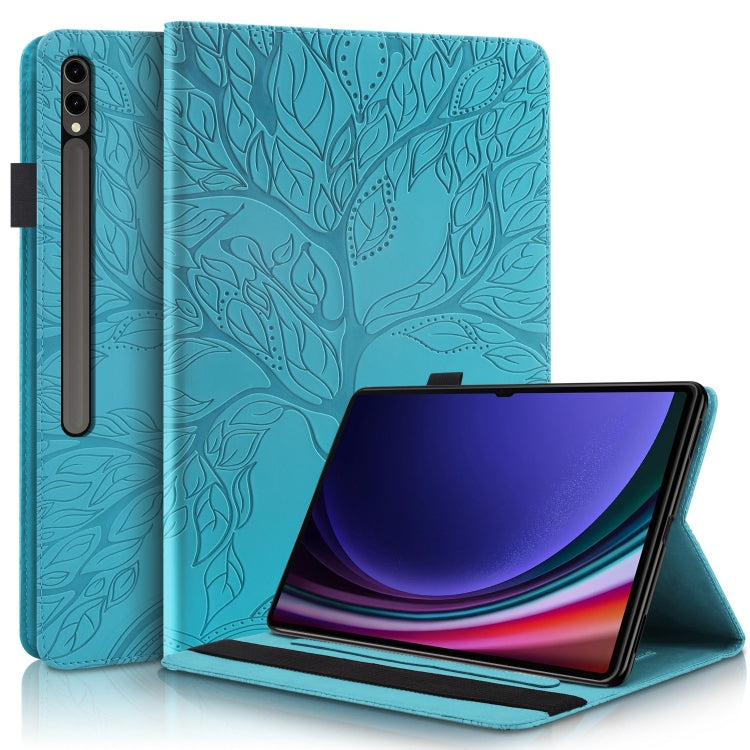 For Samsung Galaxy Tab S9 Ultra Life Tree Series Horizontal Flip Leather Tablet Case(Lake Blue) - Galaxy Tab S9 Ultra Cases by PMC Jewellery | Online Shopping South Africa | PMC Jewellery | Buy Now Pay Later Mobicred