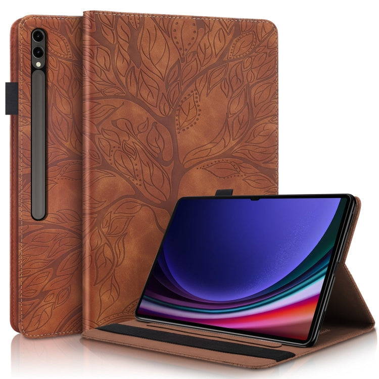 For Samsung Galaxy Tab S9 Ultra Life Tree Series Horizontal Flip Leather Tablet Case(Brown) - Galaxy Tab S9 Ultra Cases by PMC TechLife | Online Shopping South Africa | PMC TechLife