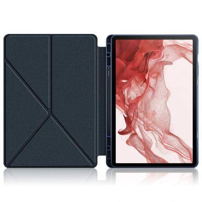 For Samsung Galaxy Tab S9 Cloth Texture Multi-folding Horizontal Flip Leather Tablet Case(Dark Blue) - Galaxy Tab S9 Cases by PMC Jewellery | Online Shopping South Africa | PMC Jewellery | Buy Now Pay Later Mobicred