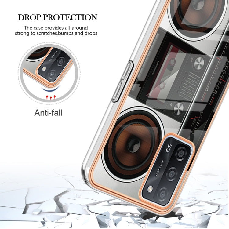 For OPPO A55 5G / A53s 5G / A54 4G Electroplating Marble Dual-side IMD Phone Case(Retro Radio) - OPPO Cases by PMC Jewellery | Online Shopping South Africa | PMC Jewellery | Buy Now Pay Later Mobicred