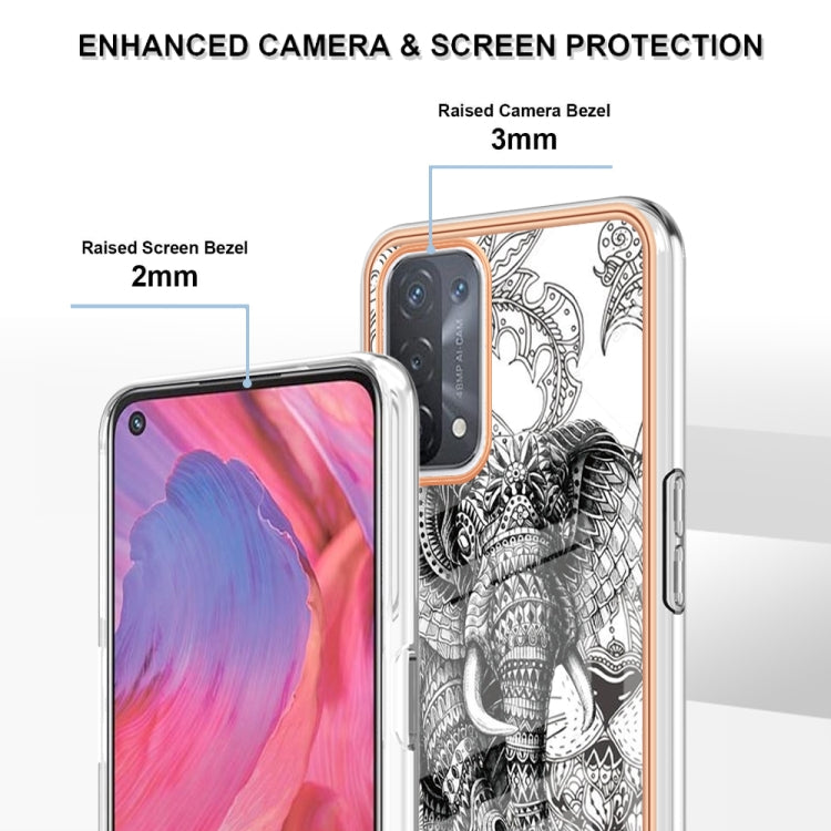 For OPPO A74 / A93 5G / A54 5G / A93s 5G Electroplating Marble Dual-side IMD Phone Case(Totem Elephant) - OPPO Cases by PMC Jewellery | Online Shopping South Africa | PMC Jewellery | Buy Now Pay Later Mobicred