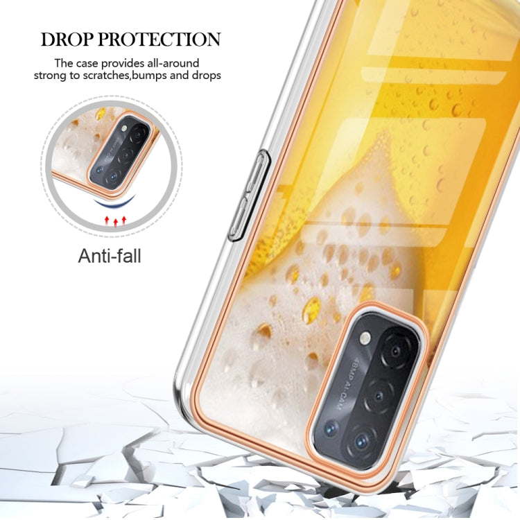 For OPPO A74 / A93 5G / A54 5G / A93s 5G Electroplating Marble Dual-side IMD Phone Case(Draft Beer) - OPPO Cases by PMC Jewellery | Online Shopping South Africa | PMC Jewellery | Buy Now Pay Later Mobicred