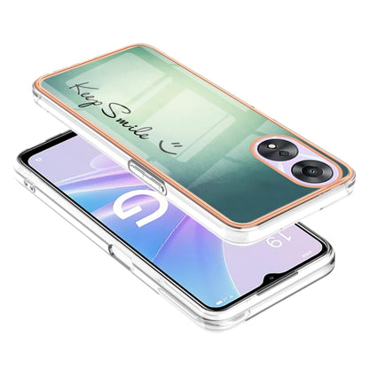 For OPPO A78 / A58 Electroplating Marble Dual-side IMD Phone Case(Smile) - OPPO Cases by PMC Jewellery | Online Shopping South Africa | PMC Jewellery | Buy Now Pay Later Mobicred