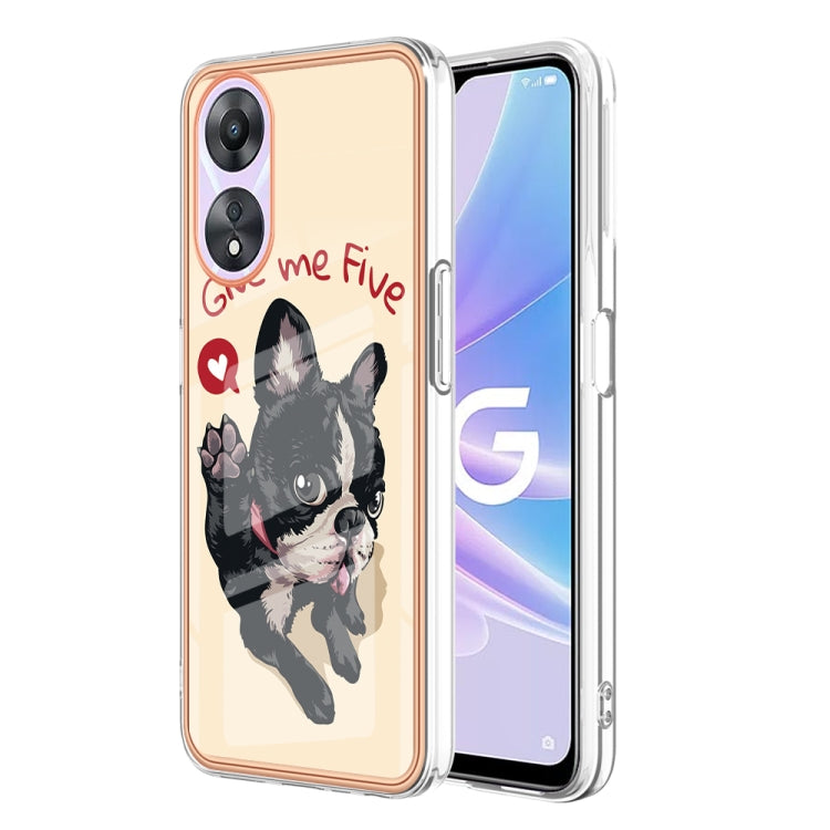 For OPPO A78 / A58 Electroplating Marble Dual-side IMD Phone Case(Lucky Dog) - OPPO Cases by PMC Jewellery | Online Shopping South Africa | PMC Jewellery | Buy Now Pay Later Mobicred