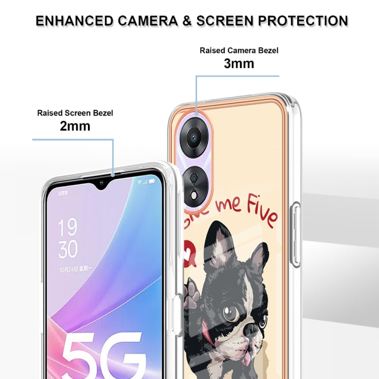 For OPPO A78 / A58 Electroplating Marble Dual-side IMD Phone Case(Lucky Dog) - OPPO Cases by PMC Jewellery | Online Shopping South Africa | PMC Jewellery | Buy Now Pay Later Mobicred