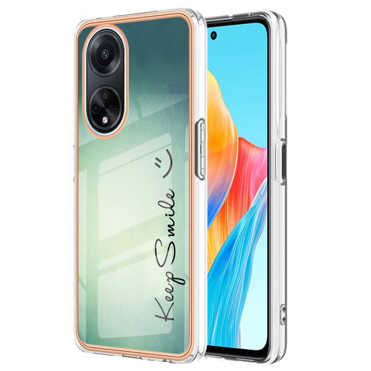 For OPPO A98 Electroplating Marble Dual-side IMD Phone Case(Smile) - OPPO Cases by PMC TechLife | Online Shopping South Africa | PMC TechLife | Buy Now Pay Later Mobicred