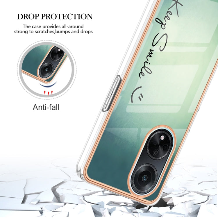For OPPO A98 Electroplating Marble Dual-side IMD Phone Case(Smile) - OPPO Cases by PMC TechLife | Online Shopping South Africa | PMC TechLife | Buy Now Pay Later Mobicred