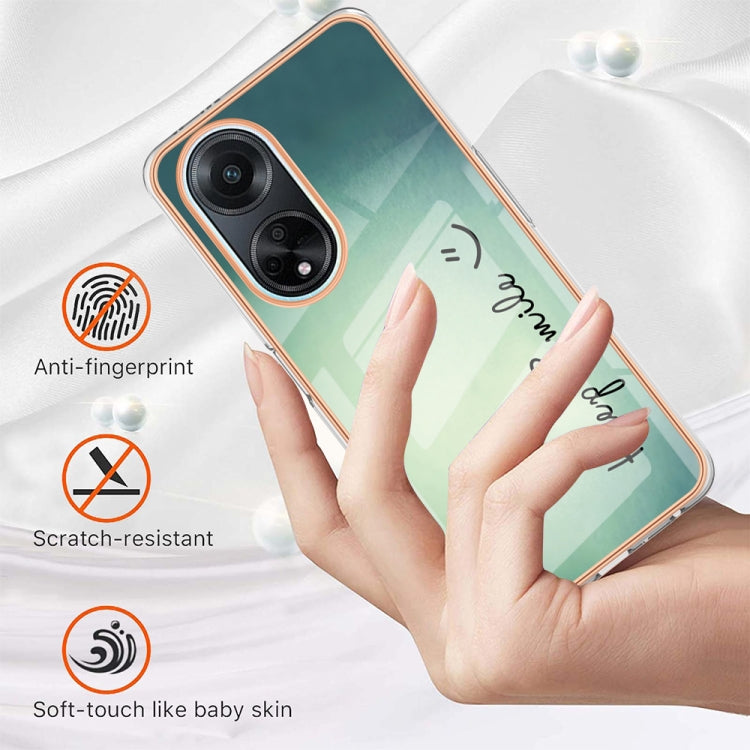 For OPPO A98 Electroplating Marble Dual-side IMD Phone Case(Smile) - OPPO Cases by PMC TechLife | Online Shopping South Africa | PMC TechLife | Buy Now Pay Later Mobicred