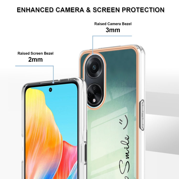 For OPPO A98 Electroplating Marble Dual-side IMD Phone Case(Smile) - OPPO Cases by PMC TechLife | Online Shopping South Africa | PMC TechLife | Buy Now Pay Later Mobicred